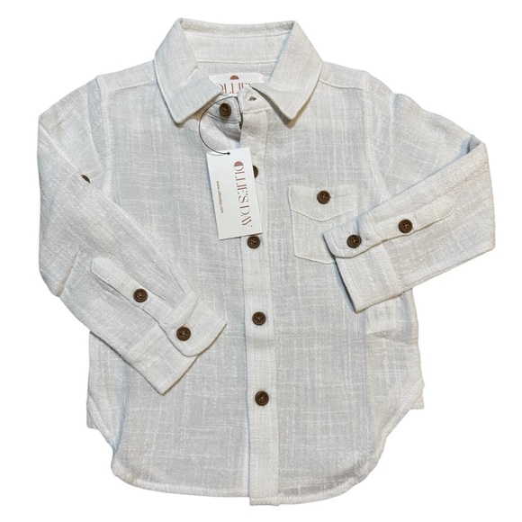 🤍 Ollie’s Day White Linen Button-Down Shirt Kids 2/3Y & 5/6Y 🌿 - Picture 1 of 4